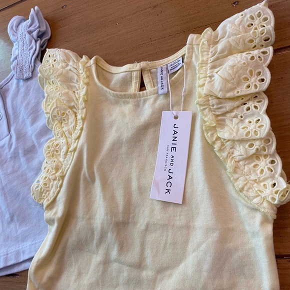 Janie & Jack Infant Girl Shirts 6-12 months both Yellow & Blue tops included NEW - Picture 7 of 9